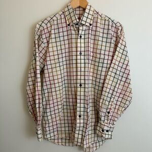 Rainbow Plaid Button Down Men's Small
